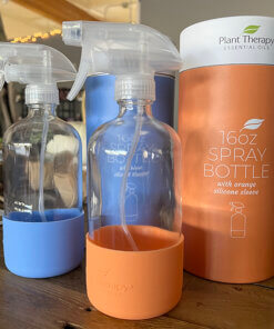 glass spray bottles blue & orange
